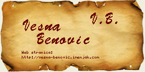 Vesna Benović vizit kartica
